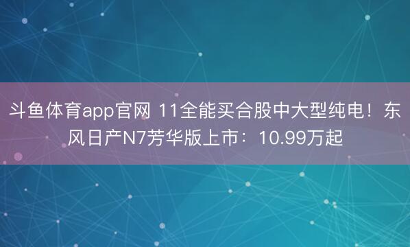 斗鱼体育app官网 11全能买合股中大型纯电!东风日产N7芳华版上市:10.99万起