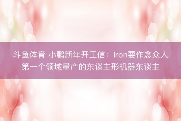 斗鱼体育 小鹏新年开工信：Iron要作念众人第一个领域量产的东谈主形机器东谈主