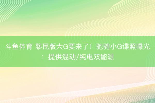 斗鱼体育 黎民版大G要来了！驰骋小G谍照曝光：提供混动/纯电双能源