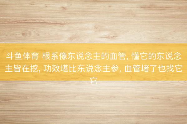 斗鱼体育 根系像东说念主的血管, 懂它的东说念主皆在挖, 功效堪比东说念主参, 血管堵了也找它