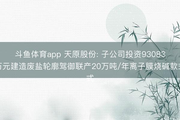 斗鱼体育app 天原股份: 子公司投资93083万元建造废盐轮廓驾御联产20万吨/年离子膜烧碱款式