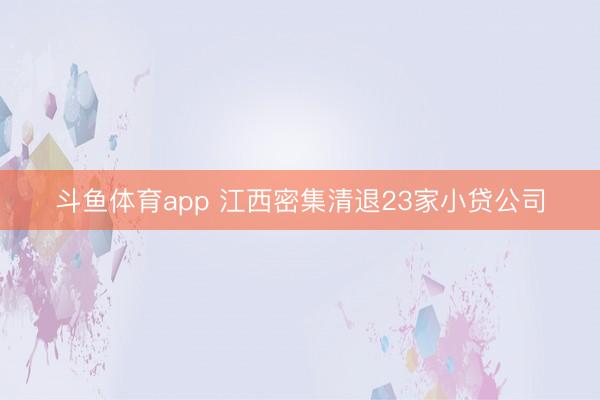 斗鱼体育app 江西密集清退23家小贷公司