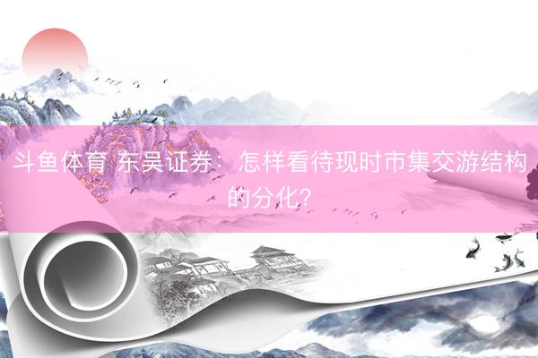 斗鱼体育 东吴证券：怎样看待现时市集交游结构的分化？