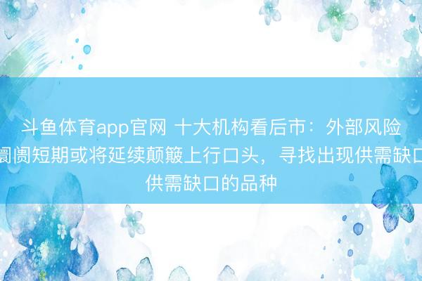 斗鱼体育app官网 十大机构看后市：外部风险可控，阛阓短期或将延续颠簸上行口头，寻找出现供需缺口的品种