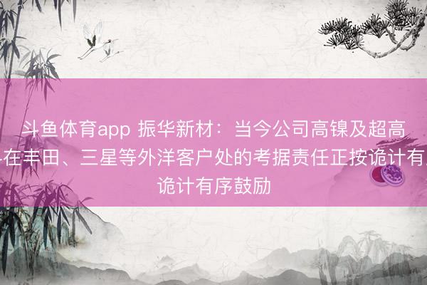 斗鱼体育app 振华新材：当今公司高镍及超高镍材料在丰田、三星等外洋客户处的考据责任正按诡计有序鼓励